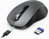 TECKNET Ratón Bluetooth recargable, [USB + BT5.0 + BT3.0] Ratón ina...