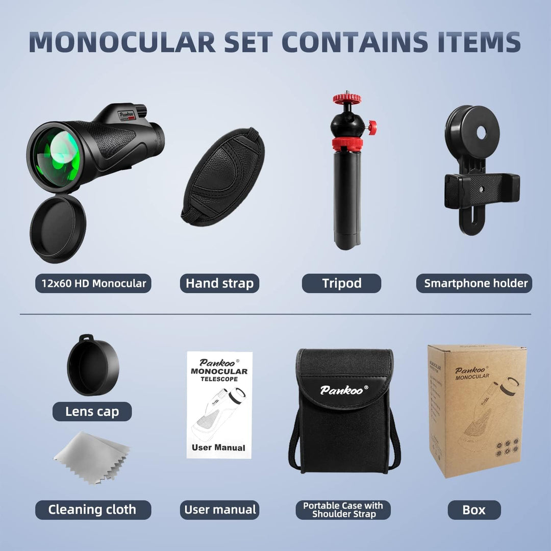 Telescopio monocular de 12 x 60 de alta potencia con