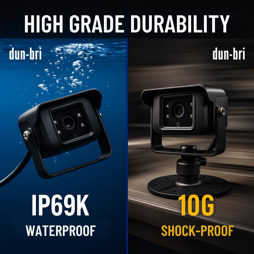 Sistema de cámara de respaldo profesional 1080P de 7 pulgadas para camiones comerciales, vehículos recreativos, equipos pesados, monitor AHD diseñado en Alemania, visión nocturna, impermeable IP69K, cámara de marcha atrás resistente con certificación ECE