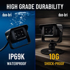 Sistema de cámara de respaldo profesional 1080P de 7 pulgadas para camiones comerciales, vehículos recreativos, equipos pesados, monitor AHD diseñado en Alemania, visión nocturna, impermeable IP69K, cámara de marcha atrás resistente con certificación ECE