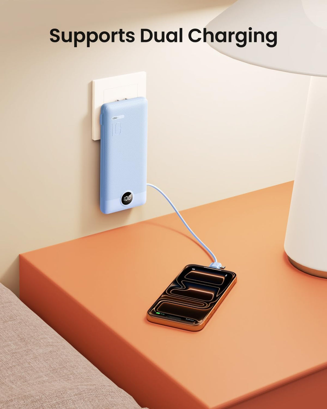 Coowisty Cargador portátil con enchufe de pared, banco de energía U...