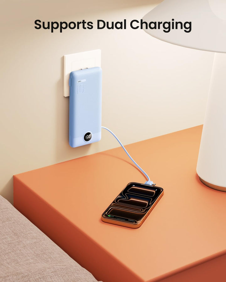 Coowisty Cargador portátil con enchufe de pared, banco de energía U...