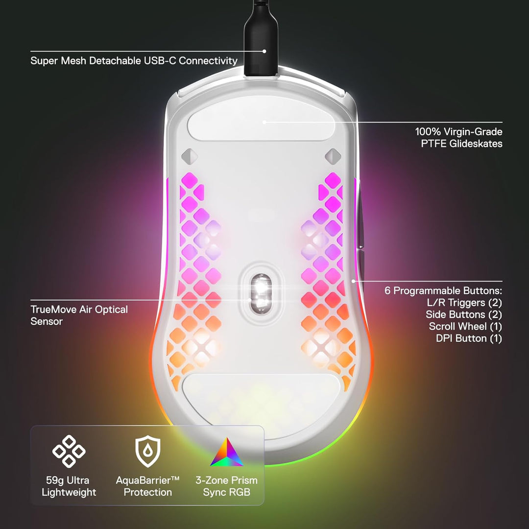 SteelSeries Aerox 3 - Mouse para juegos súper ligero - Sensor óptic...