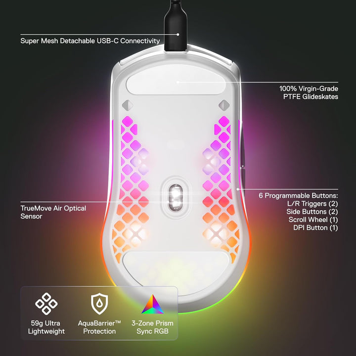 SteelSeries Aerox 3 - Mouse para juegos súper ligero - Sensor óptic...