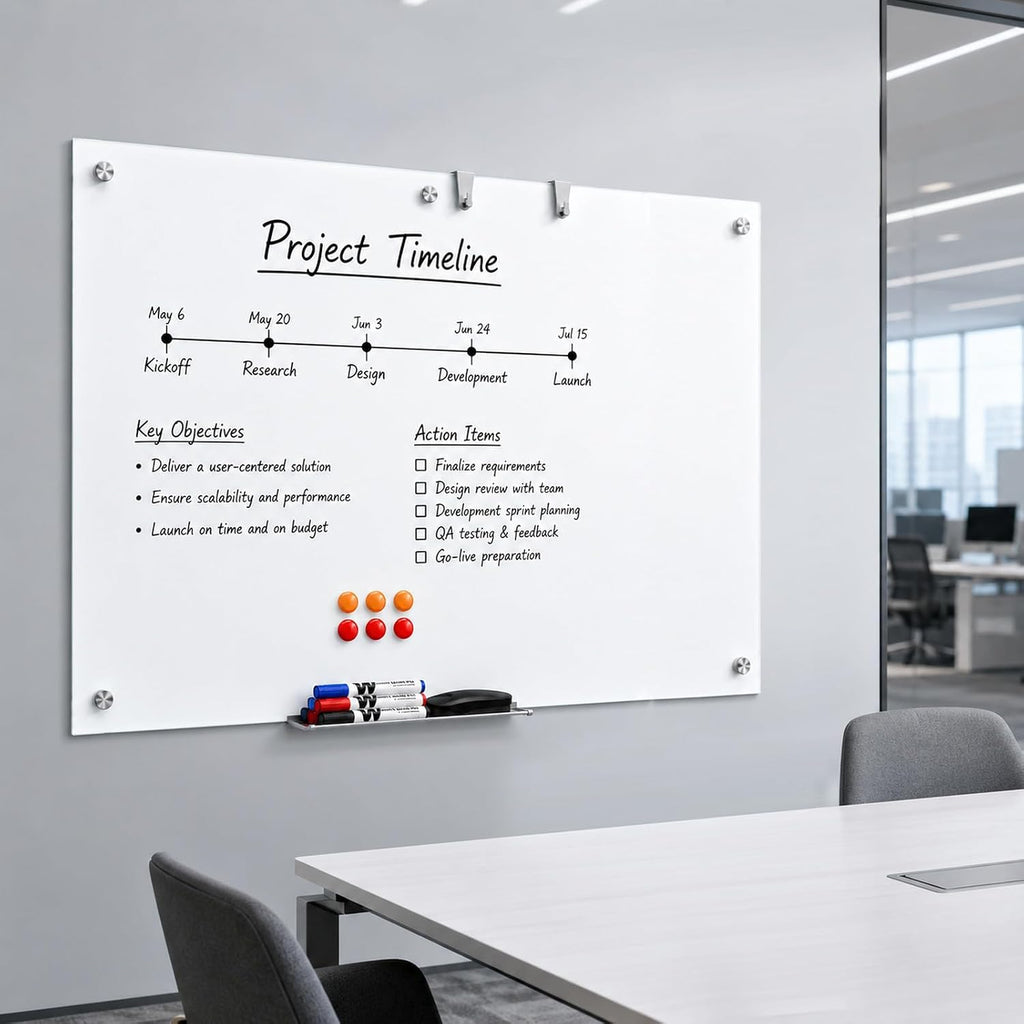 MaxGear Pizarra de Vidrio Temperado Magnética para Pizarrón de Escritura en Seco 60" x 40"