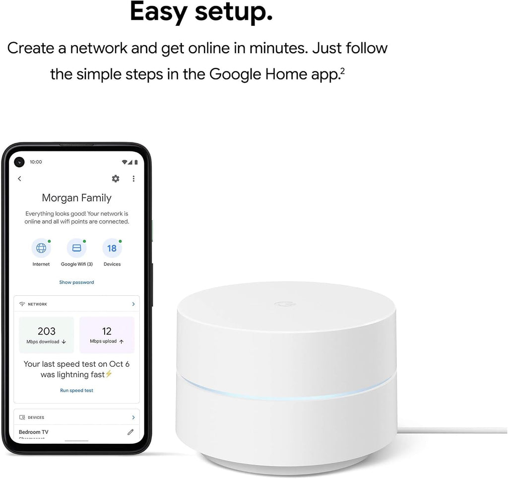 Google WiFi AC1200 - Sistema WiFi de malla - Enrutador WiFi - Cobertura de 3000 pies cuadrados - Paquete de 2