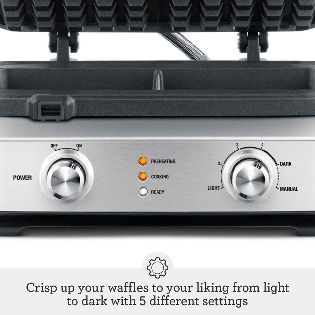 Breville BWM604BSS Smart Waffle Maker, 4 Slice, Acero Inoxidable Cepillado