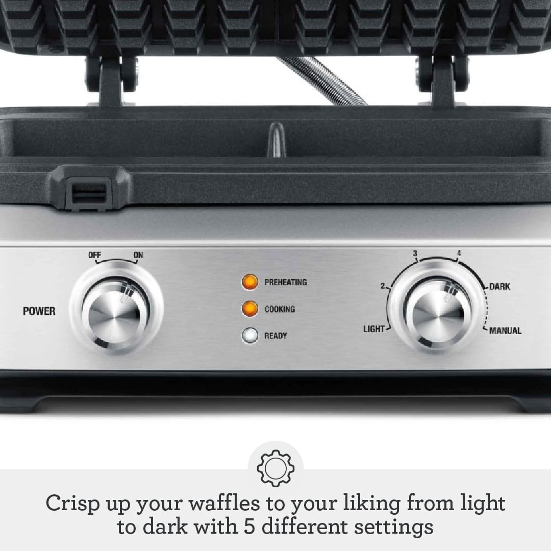 Breville BWM604BSS Smart Waffle Maker, 4 Slice, Acero Inoxidable Cepillado