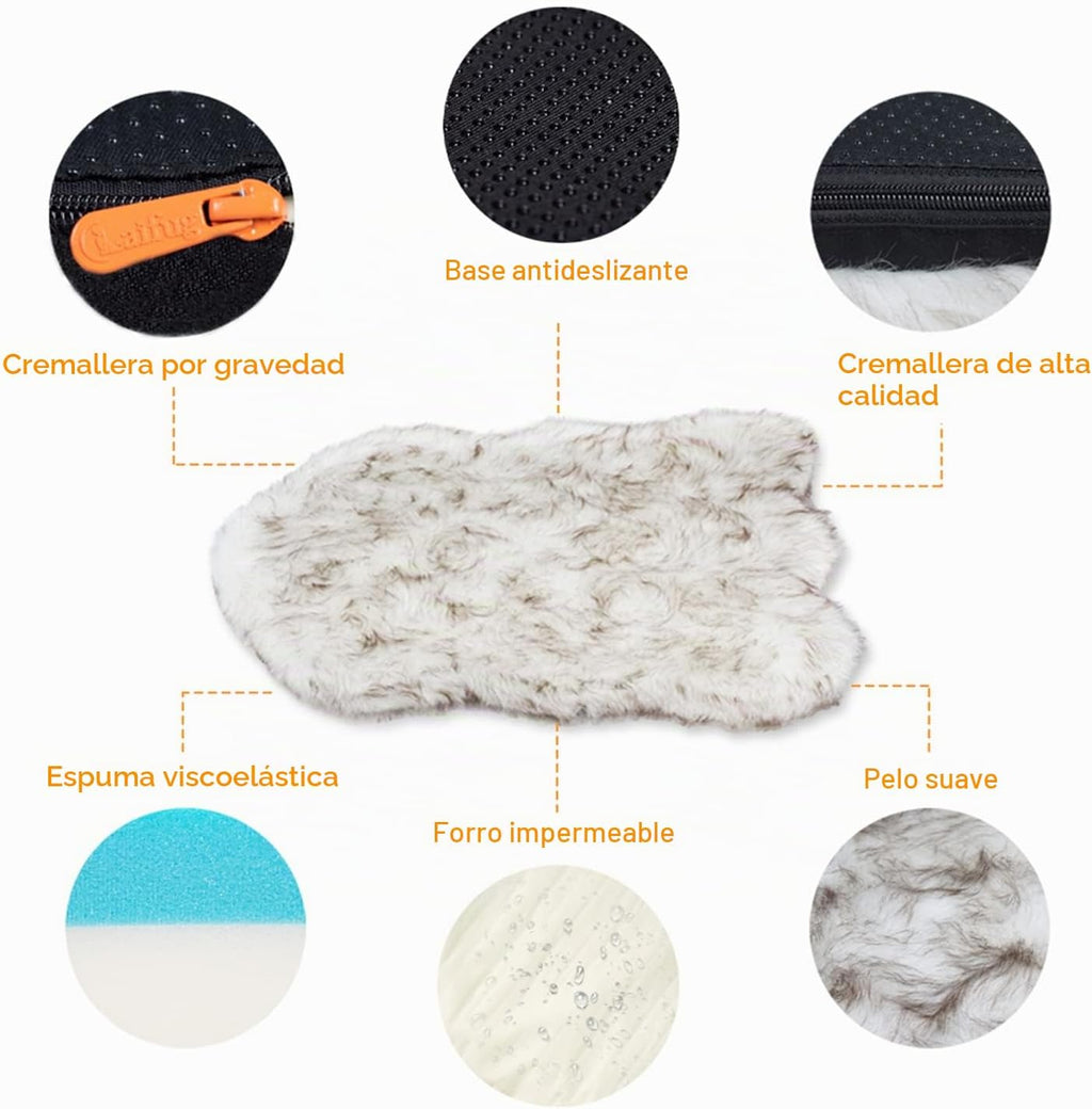 Laifug - Cama para perro de piel sintética de lujo, espuma viscoelástica de