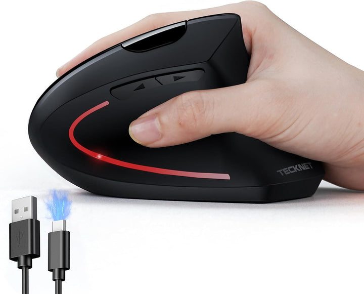 TECKNET Ratón ergonómico, mouse Ergo vertical recargable inalámbric...