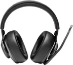 JBL Quantum 400 - Auriculares para juegos con cable sobre la oreja con dial de equilibrio de chat, JBL QuantumSURROUND y DTS, micrófono direccional de enfoque de voz y almohadillas de espuma