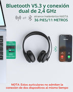 AOC Auriculares inalámbricos con micrófono para trabajo, cancelación de