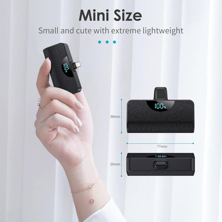 Mini cargador portátil USB C, batería mejorada de carga rápida PD d...