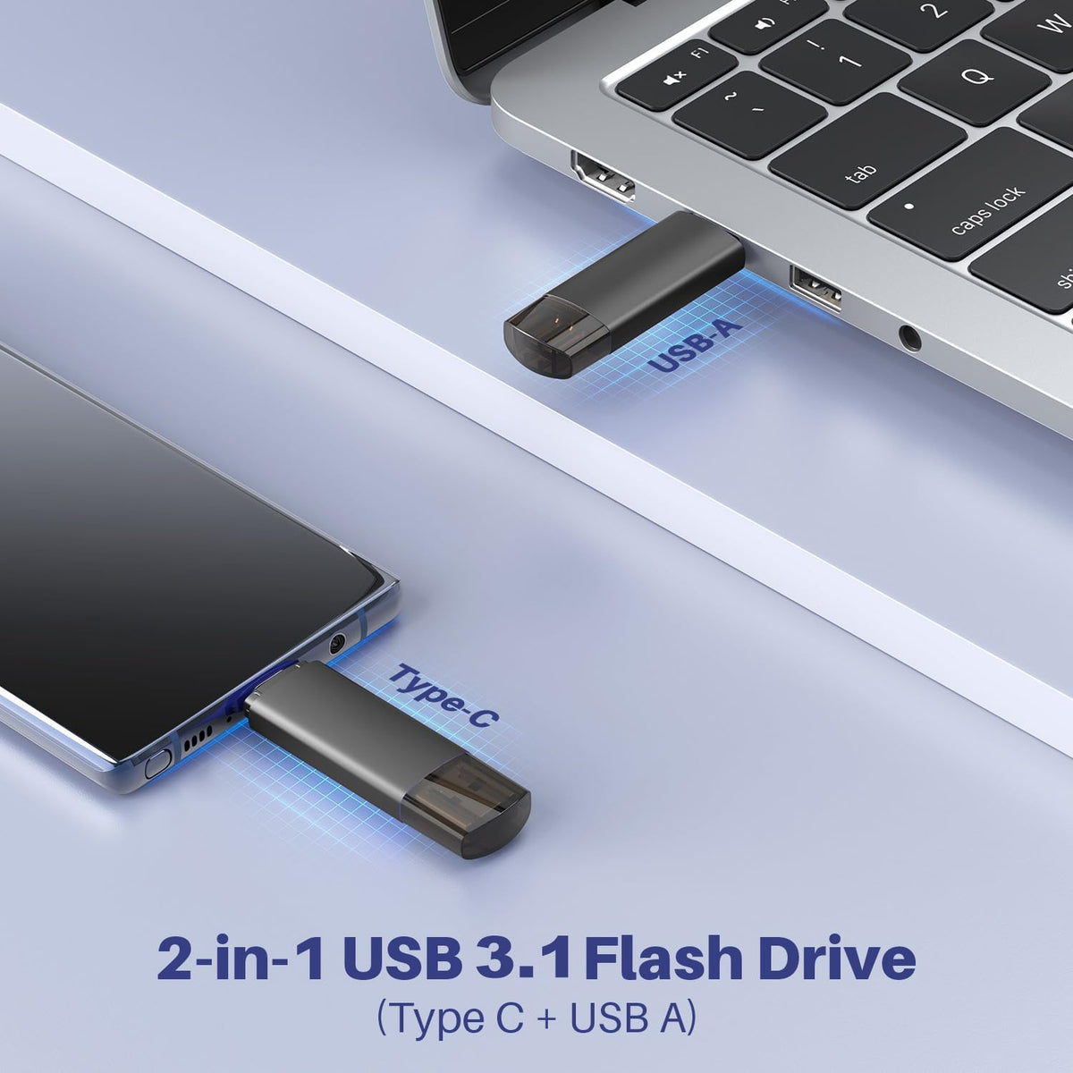 Unidad flash USB C de 128 GB, unidad flash USB 3.1 dual tipo C + US...