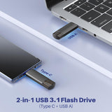 Unidad flash USB C de 128 GB, unidad flash USB 3.1 dual tipo C + US...