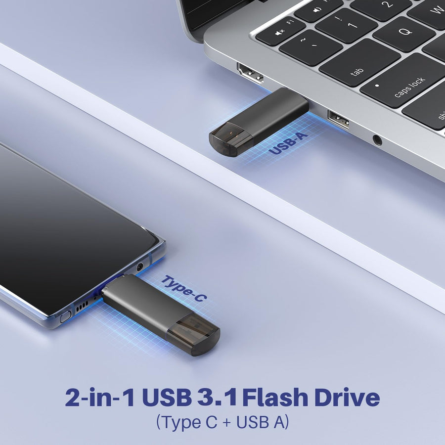 Unidad flash USB C de 128 GB, unidad flash USB 3.1 dual tipo C + US...
