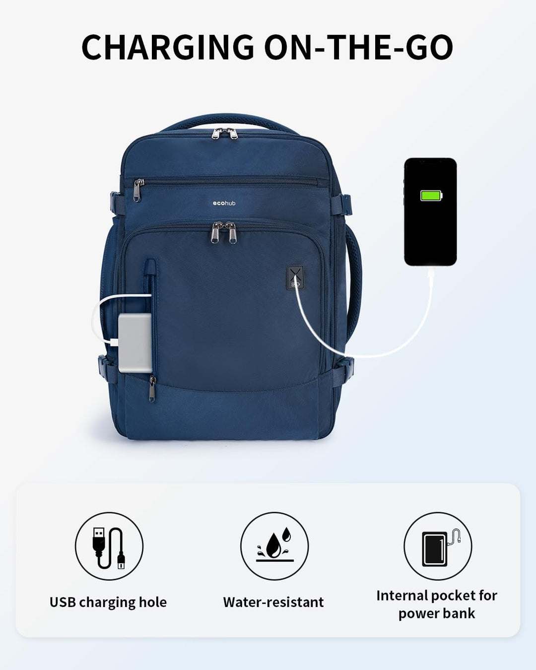 ECOHUB Mochila de viaje Mochila de transporte, Azul-2, Mochilas de...