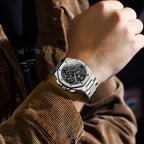 OLEVS Reloj para hombre Big Face Acero inoxidable Impermeable Luminoso Diamante