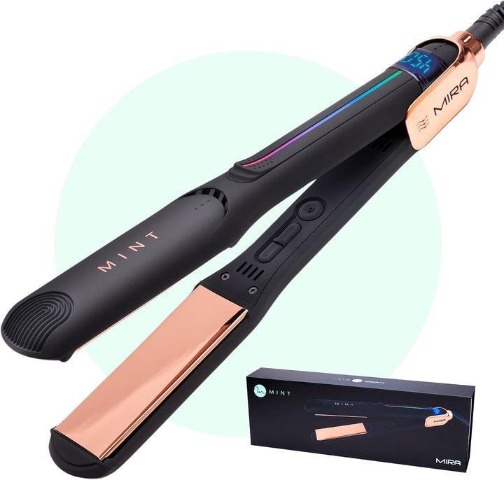 MINT MIRA - Plancha de titanio para alisar el cabello y rizador de...