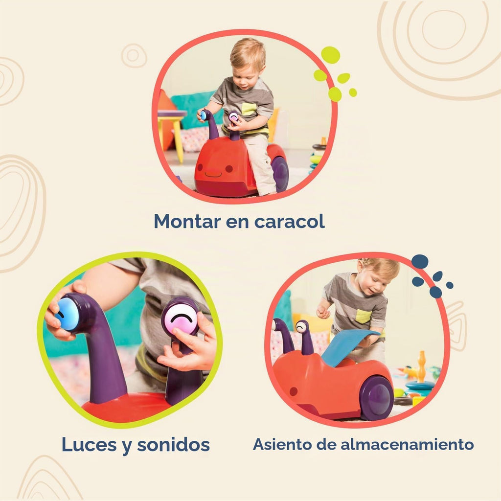 B. toys Vehículo para Montar, Buggly-Wuggly con Luces y Espacio de Almacenamiento, Actividad