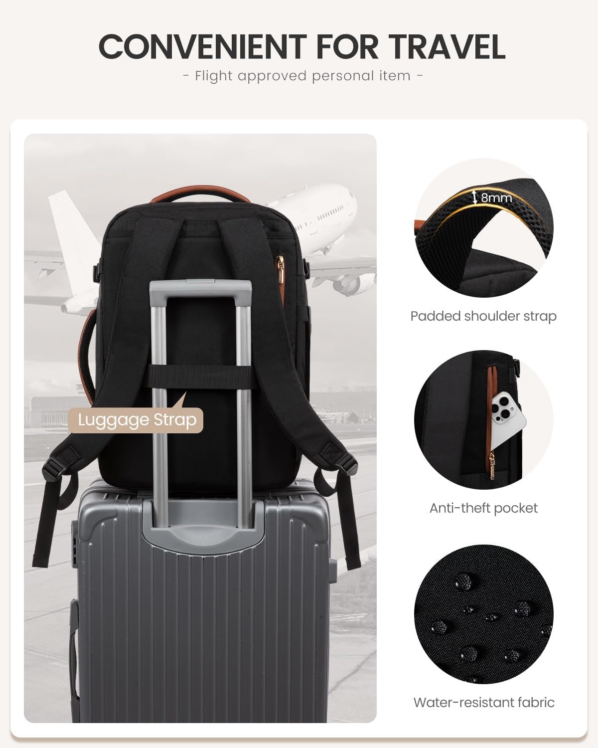 LOVEVOOK Mochila de viaje de 40 L para mujeres y hombres, mochila g...