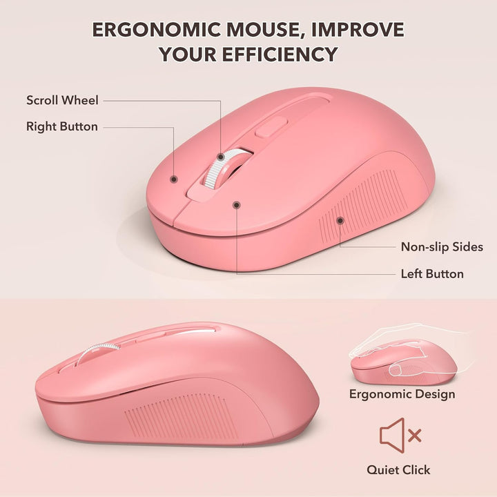 Combo de teclado y mouse inalámbricos, teclado retro con teclas red...
