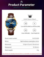 OLEVS Relojes de Cuero para Hombres, Casual, Fácil de leer, Quartz, Números, Resistente al Agua