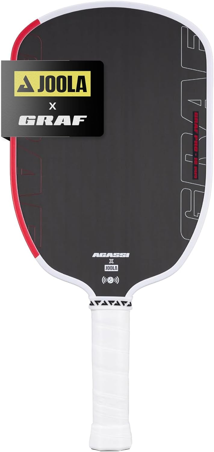 JOOLA GRAF Pro IV 16mm Pala de pickleball con punto óptimo extendido - Superficie de fibra de carbono aumenta el giro y el control - Película SK para potencia y punto óptimo más grande - Certificado