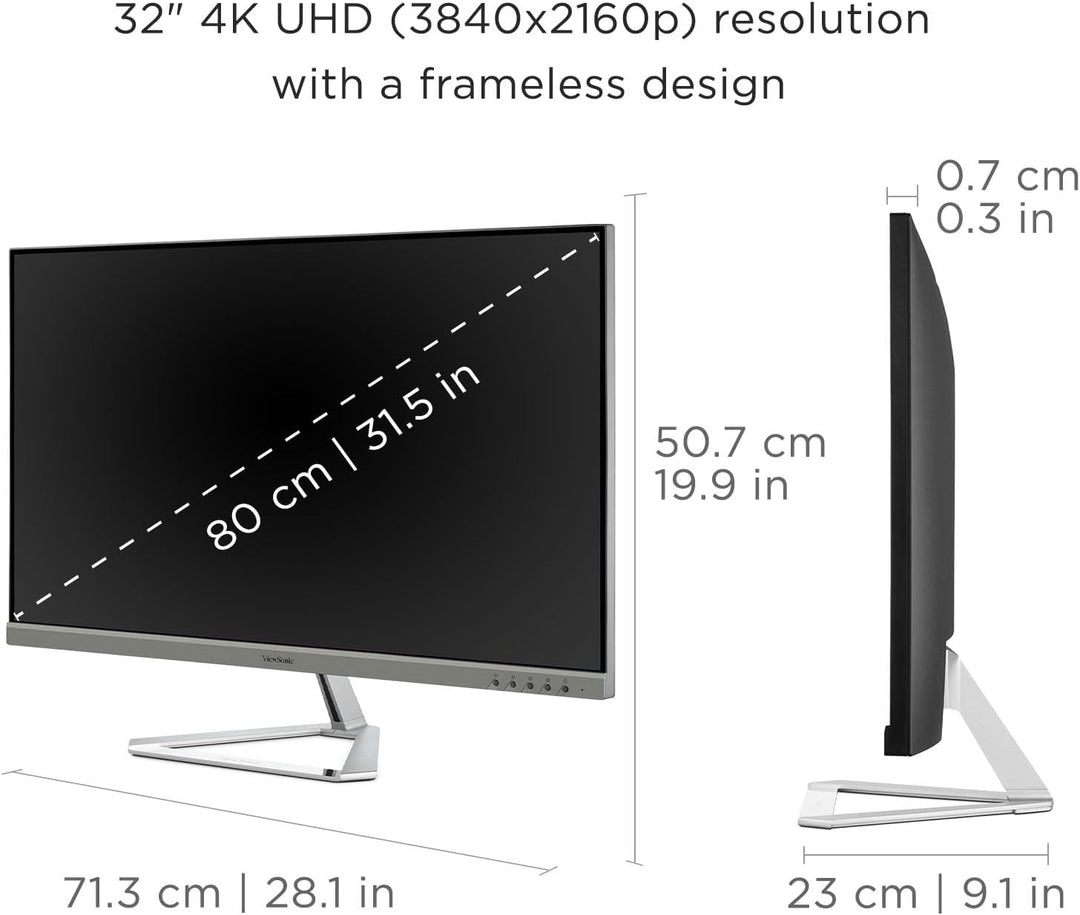 ViewSonic VX3276-4K-MHD Monitor 4K UHD de 32 pulgadas con biseles u...