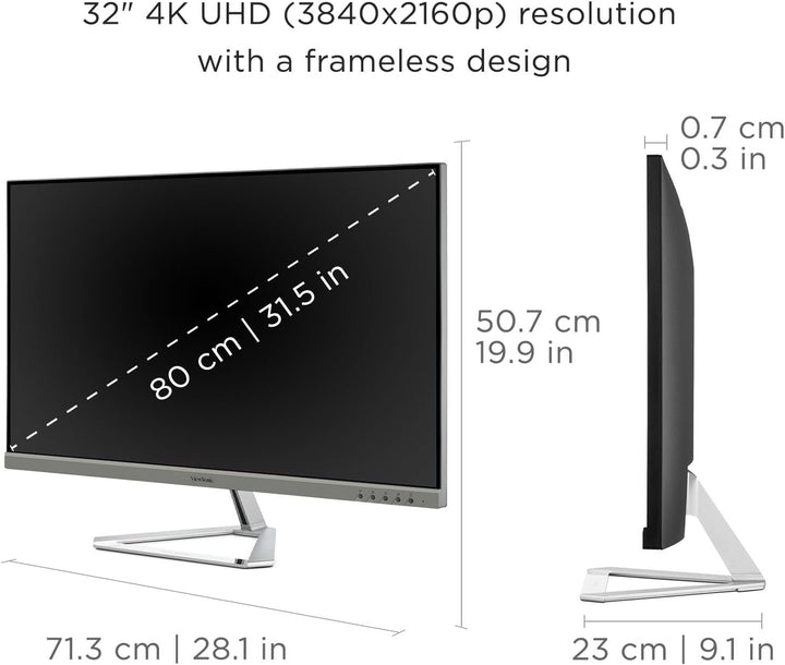 ViewSonic VX3276-4K-MHD Monitor 4K UHD de 32 pulgadas con biseles u...