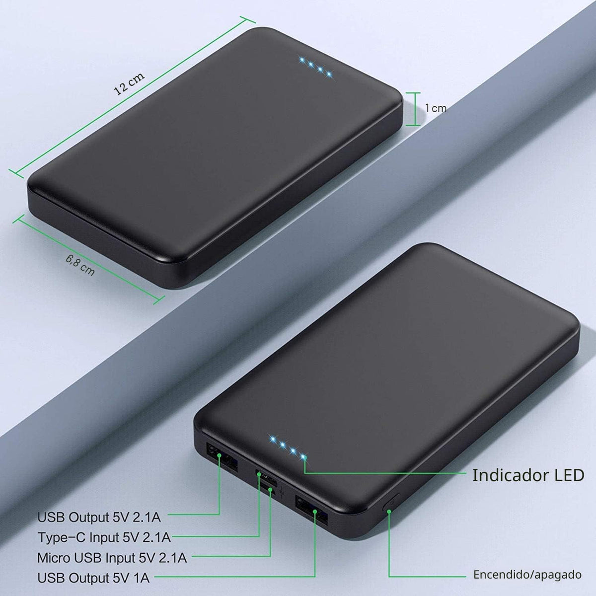 [Paquete de 2] Cargador portátil de batería de 10000 mAh, cargador...