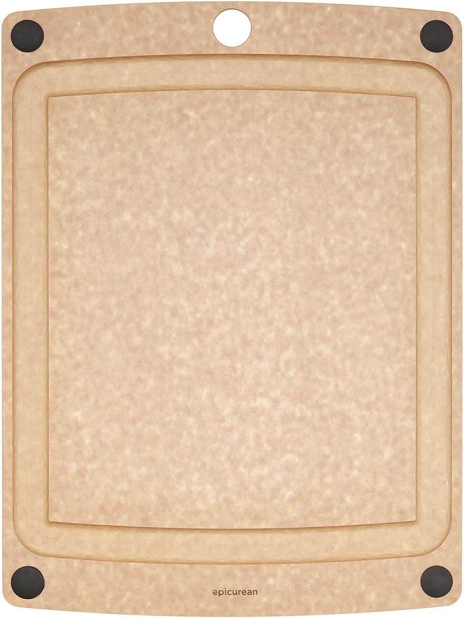 Epicurean Tabla de cortar todo en uno con pies antideslizantes y ranura para jugos, 11.5 x 9 pulgadas, natural/negro