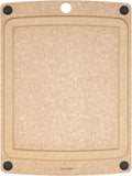 Epicurean Tabla de cortar todo en uno con pies antideslizantes y ranura para jugos, 11.5 x 9 pulgadas, natural/negro
