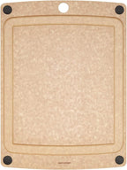 Epicurean Tabla de cortar todo en uno con pies antideslizantes y ranura para jugos, 11.5 x 9 pulgadas, natural/negro