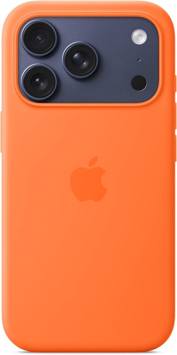 Funda de silicona para Apple iPhone 17 Pro con MagSafe y control de cámara: Funda ligera para teléfono, compatible con carga inalámbrica, acabado mate suave; Naranja