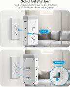 Lámpara Extensión de enchufe inteligente Govee, tira de alimentación inteligente de 3 lados con 2 tomas inteligentes y 2 puertos USB con luz nocturna RGB, control por aplicación y voz, protección contra