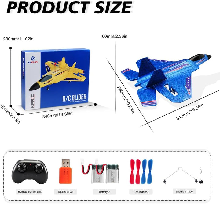 Avión RC azul para niños Upgrade F-22 Raptor Fighter RC Avión de co...
