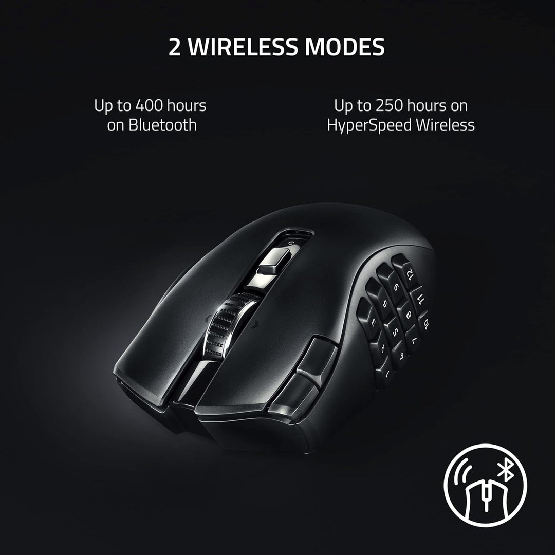 Razer Naga V2 HyperSpeed Mouse inalámbrico MMO para juegos: 19 boto...