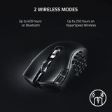Razer Naga V2 HyperSpeed Mouse inalámbrico MMO para juegos: 19 boto...