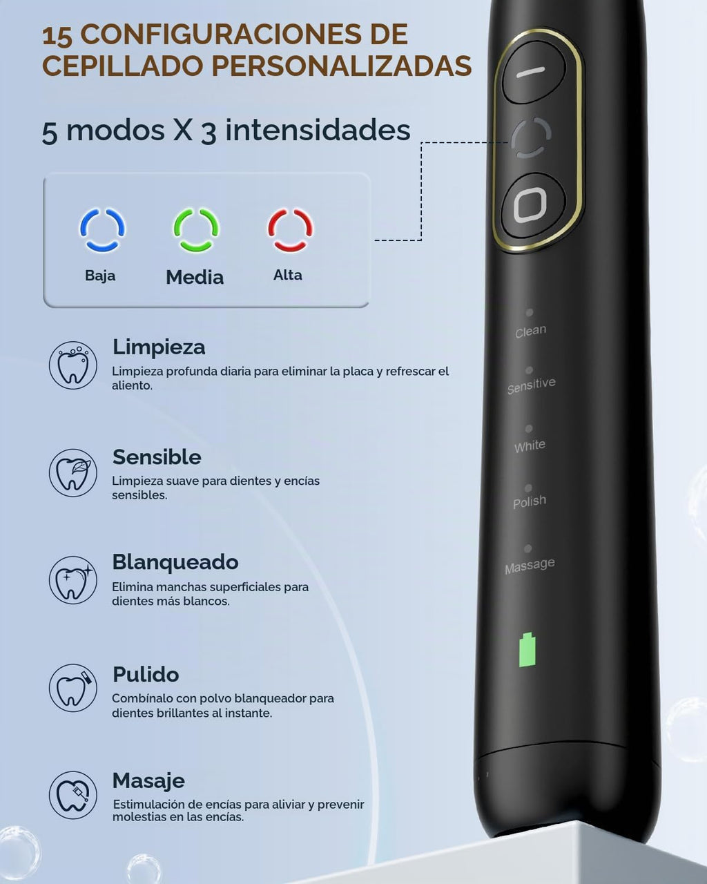 Cepillo de dientes eléctrico giratorio para adultos, 8 cabezales de