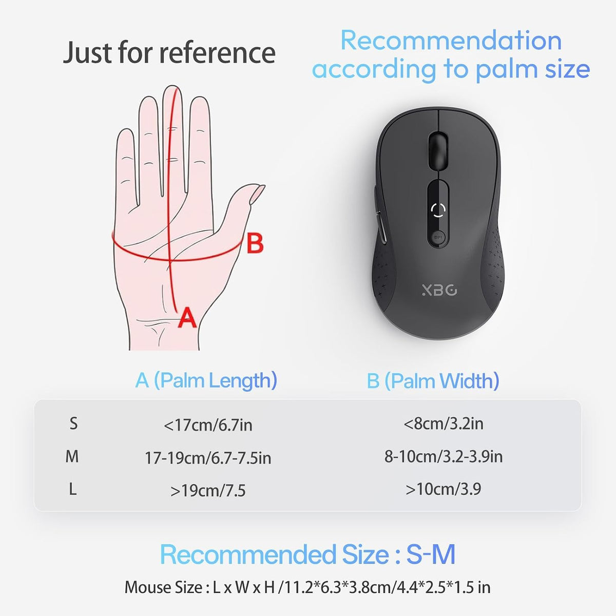 XBG B15 Ratón inalámbrico Tri-Mode, Bluetooth 5.0\/4.0 y 2.4G, 5 ni...