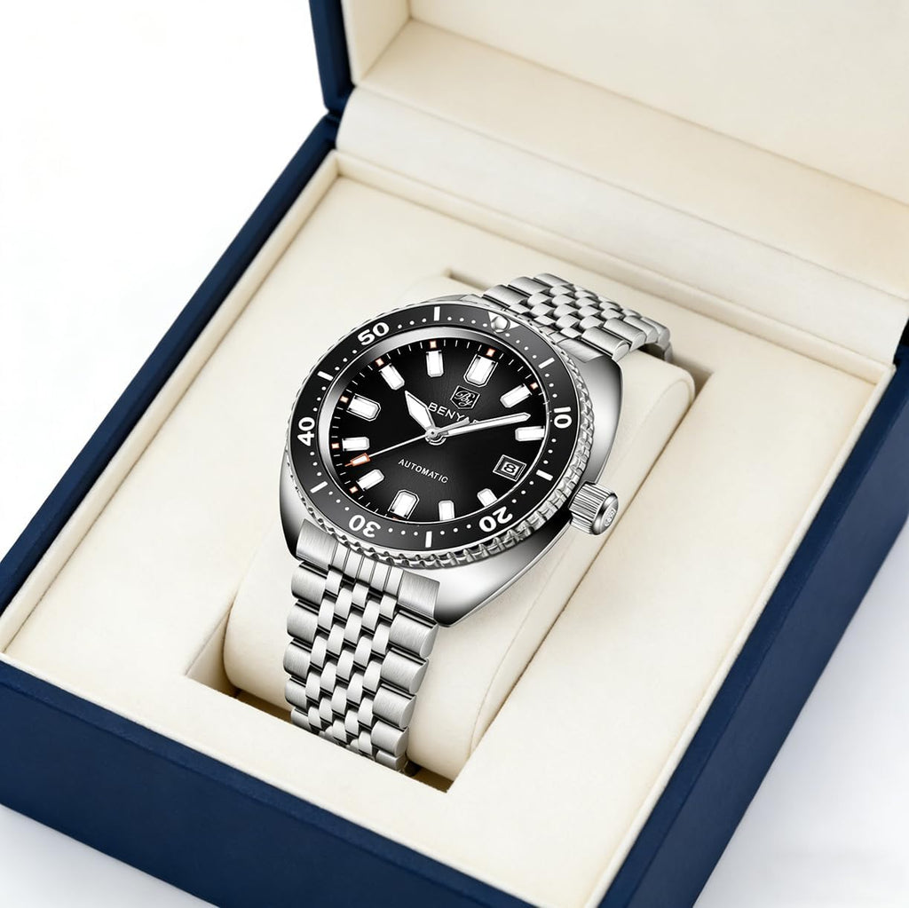 Relojes automáticos BENYAR para hombre, reloj mecánico analógico de acero inoxidable, impermeable hasta 50M, calendario, luminoso, relojes de pulsera de negocios para hombres