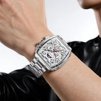 OLEVS Relojes para Hombre Multifuncionales de Negocios, Estilo Cuadrado, Acero Inoxidable, Resistente al Agua, Luz Luminosa, Lujo Casual, Pulsera para Hombre