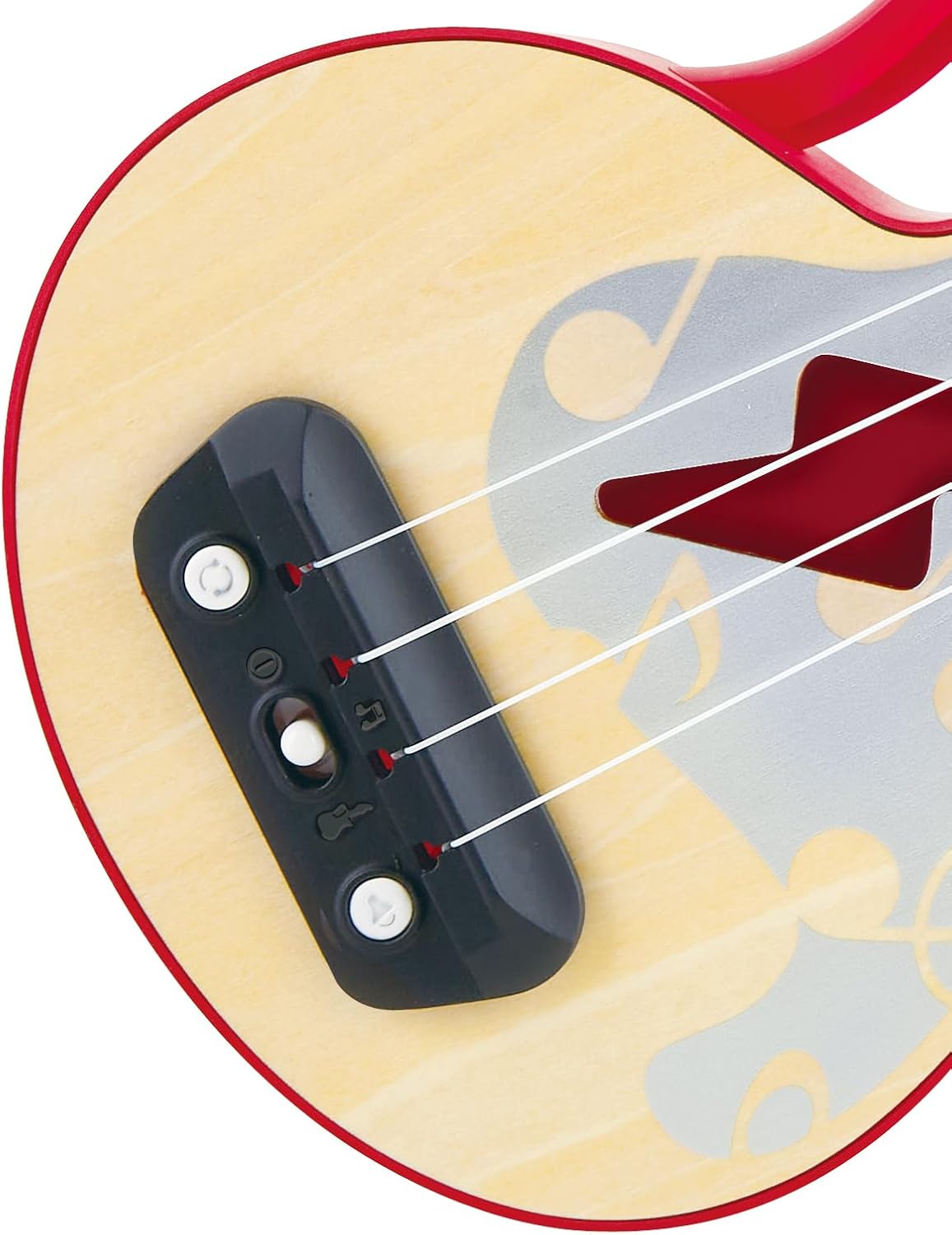 Hape Aprende con luces Ukelele electrónico rojo | Modo de inclinación y banda | Instrumento musical