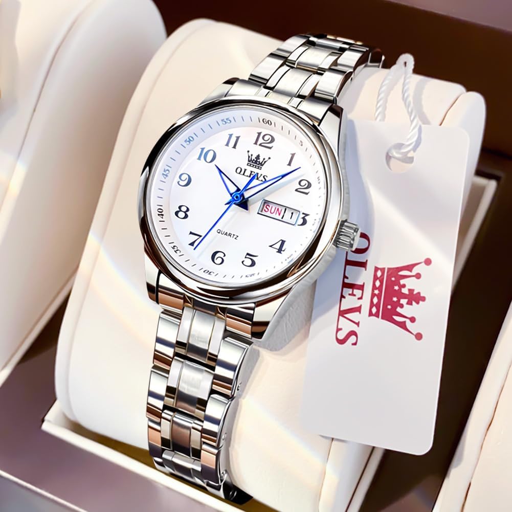 OLEVS Reloj de Lujo para Mujeres, Modo Pequeño de Muñeca, Acero Inoxidable, Reloj para Damas, Calendario