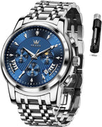 OLEVS Relojes para Hombres de Negocios de Acero Inoxidable, a Prueba de Agua, Estilo Casual Formal