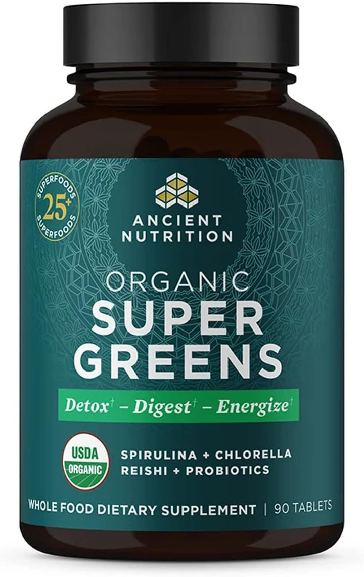 Ancient Nutrition Super Greens con probióticos, tabletas orgánicas...