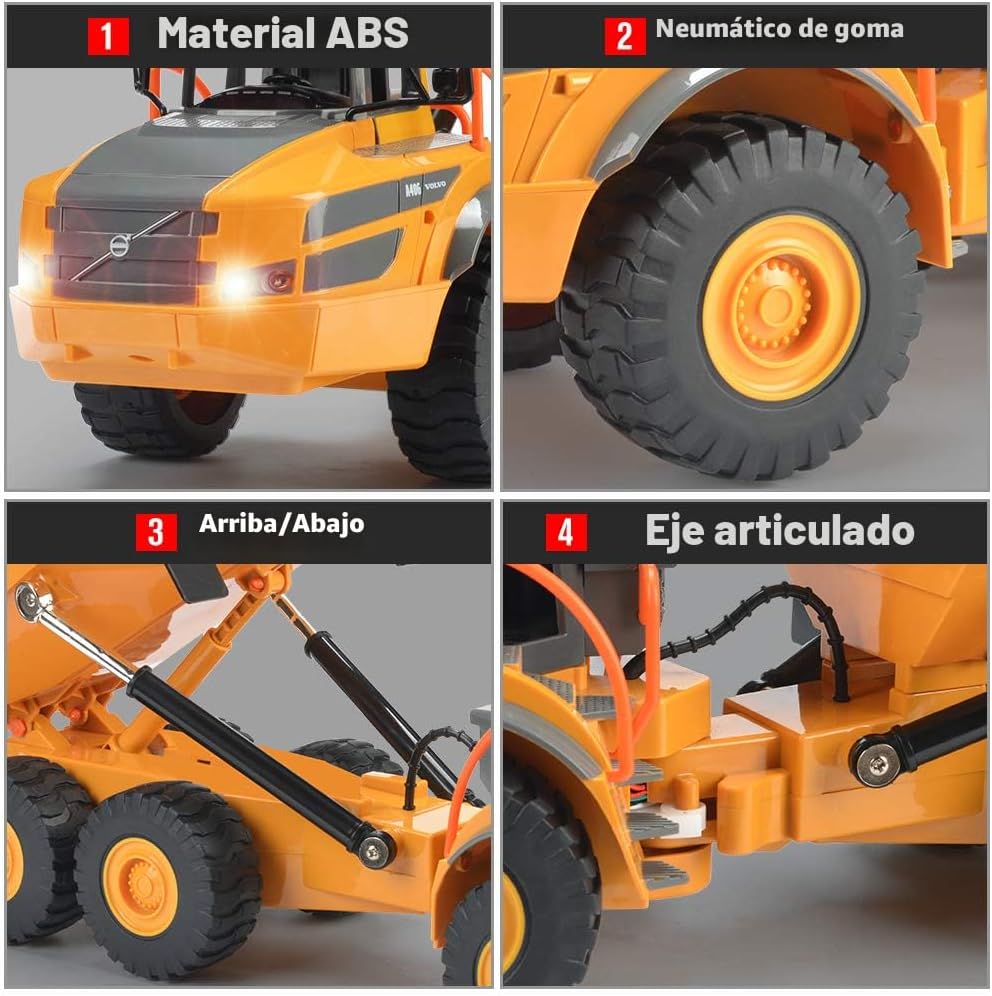 DOUBLE E Volvo RC Camión Volquete de Juguete para Niños, Transporta...