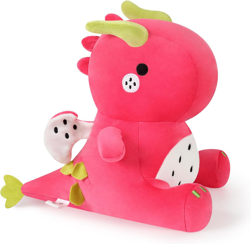 Ditucu Lindos animales de peluche de dinosaurio de fruta del dragón, muñecos de peluche suaves de dinosaurio Pitay, regalos de cumpleaños para niños y niñas, rojo, 16 pulgadas