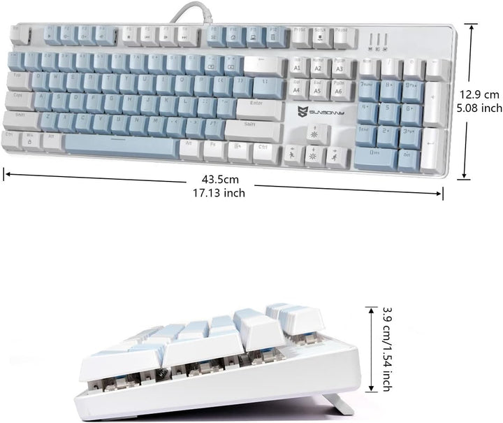 Qisan Teclado mecánico 104 para juegos | Teclado USB de gran tamaño...